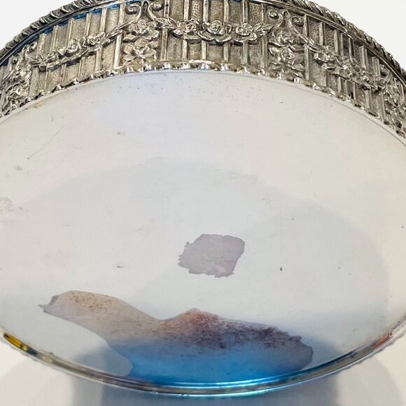 Silver Plated Wine Bottle Coaster Lion Center Medallion Floral Design - Picture 7 of 11